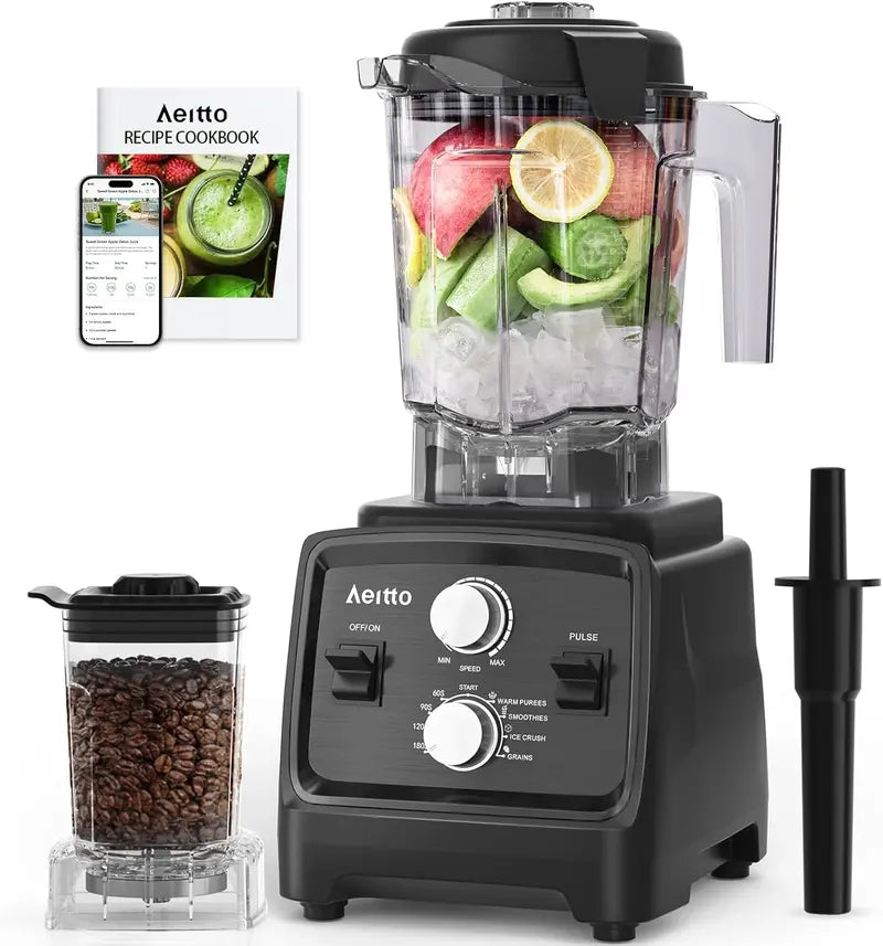 Aeitto 1800W 2-in-1 Kitchen Blender & Grinder  68-Ounce Heavy-Duty Dual-Function Appliance