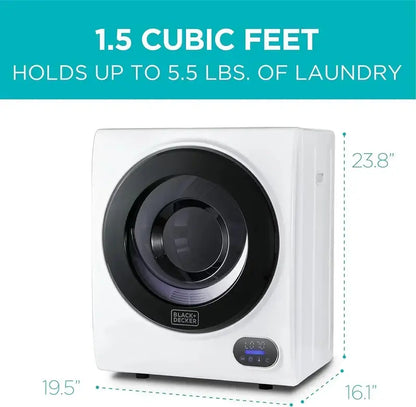 1.5 Cu. Ft. Compact Vented Electric Dryer  850W, 120V, Stainless Steel Drum
