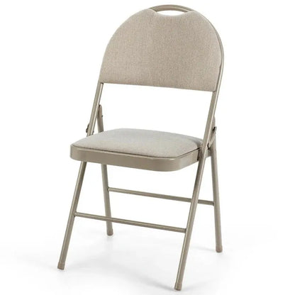 6-Pack Folding Chairs  Portable Padded Dining or Office Seats (Beige, 18.5″ x 20″ x 35″)