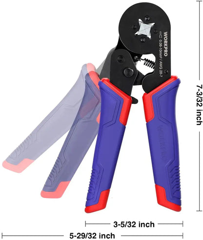 WORKPRO Self-Adjusting Ratchet Ferrule Crimper (AWG 287) with Ergonomic Grip