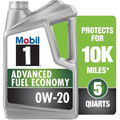 Mobil 1 Advanced Fuel Economy Synthetic Motor Oil  0W-20, 5-Quart Jug