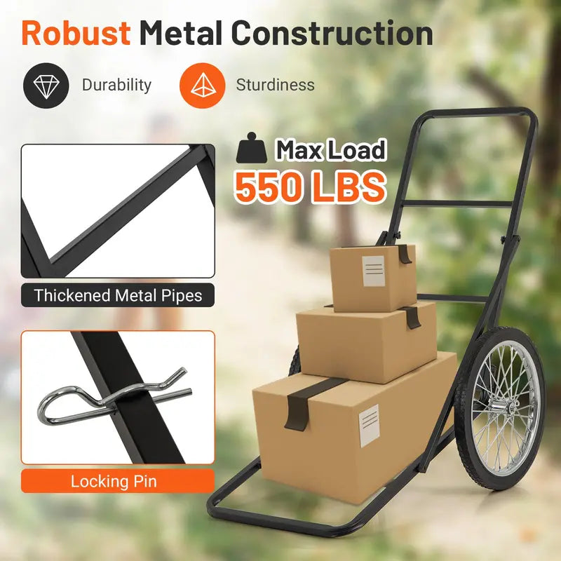 Heavy-Duty Folding Deer Hauler Cart — 550-LB Capacity, Polyester Liner & All-Terrain Rubber Wheels