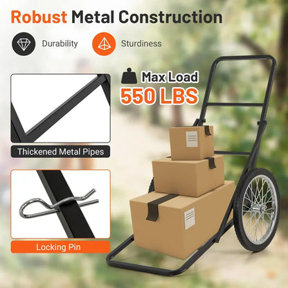 Heavy-Duty Folding Deer Hauler Cart — 550-LB Capacity, Polyester Liner & All-Terrain Rubber Wheels