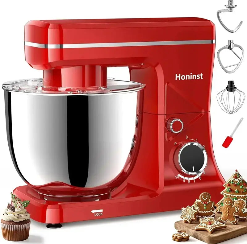 10-Setting Tilt-Head Stand Mixer with 6-Quart Stainless Steel Bowl & 8-in-1 Splash Guard