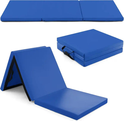 6′ x 2′ Tri-Fold Exercise Mat  2-Inch Dense Foam Tumbling Pad with Integrated Carrying Handles