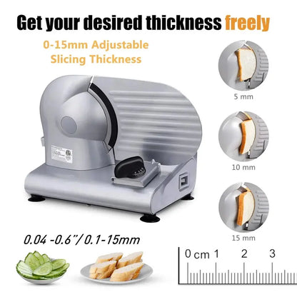 CUSIMAX Electric Deli Slicer  Dual Stainless Steel Blades & Precise Thickness Control
