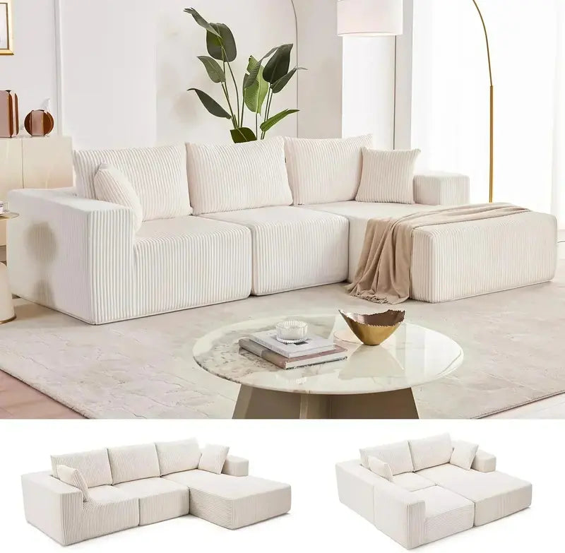 Cloud-Style Modular Sofa — 108-Inch Configurable Sectional with Deep Seating & Power-Reclining Options