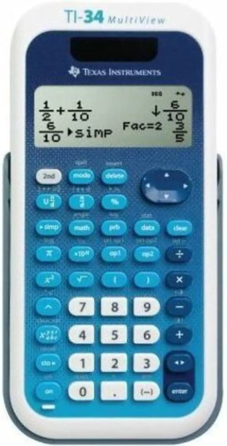 Texas Instruments TI-34 MultiView Scientific Calculator Teacher Kit, 10-Pack, Blue/Yellow, Battery Powered
