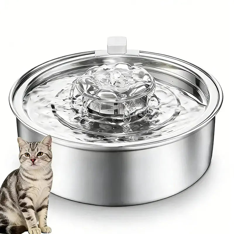Automatic Pet Water Fountain  2L Quiet Pump System with Stainless Steel Bowl & Replaceable Filter
