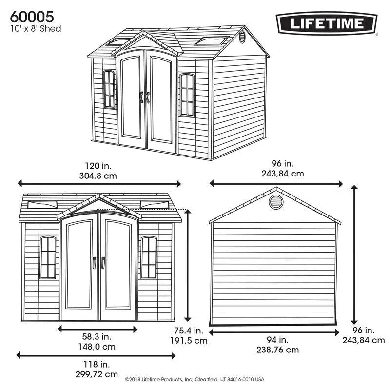10 ft. x 8 ft. Side-Entry Plastic Storage Shed  Compact Outdoor Utility Shed