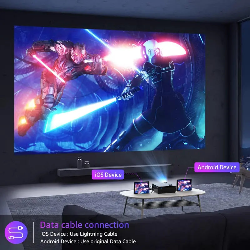 1080P Native Resolution Projector with 5G WiFi, Bluetooth, and Included Portable Projection Screen