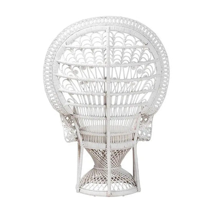 Boho-Style White Rattan Peacock Chair  Handcrafted Kallima Design