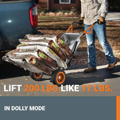 Worx 8-in-1 Aerocart Yard Cart, Heavy-Duty Wheelbarrow & Dolly, 300 lbs Capacity, All-Metal, Flat-Free Tires