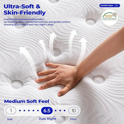 King-Size 14-Inch Hybrid Mattress  Medium-Firm Support with Layered Foam & Pocketed Coil System