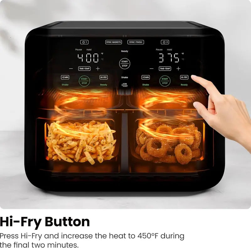 Chefman Dual Basket Air Fryer  6-Quart Digital Touchscreen Model with Independent Cooking Zones