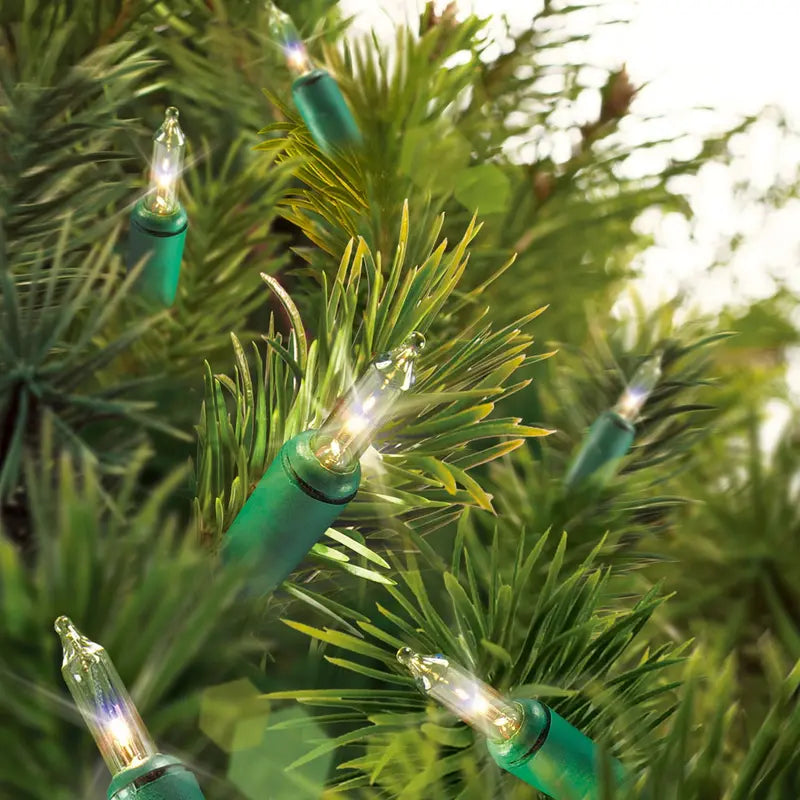 Holiday Time 300-Count Clear Mini Lights, 62.5′ Green Wire, Indoor/Outdoor Christmas Decor