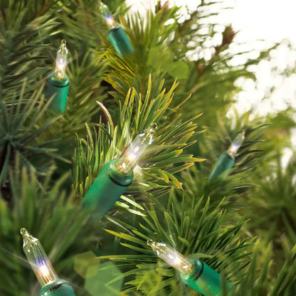 Holiday Time 300-Count Clear Mini Lights, 62.5′ Green Wire, Indoor/Outdoor Christmas Decor