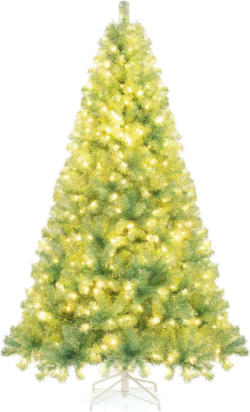 6-Foot or 7.5-Foot Pre-Lit Tinsel Christmas Tree with Warm White LED Illumination