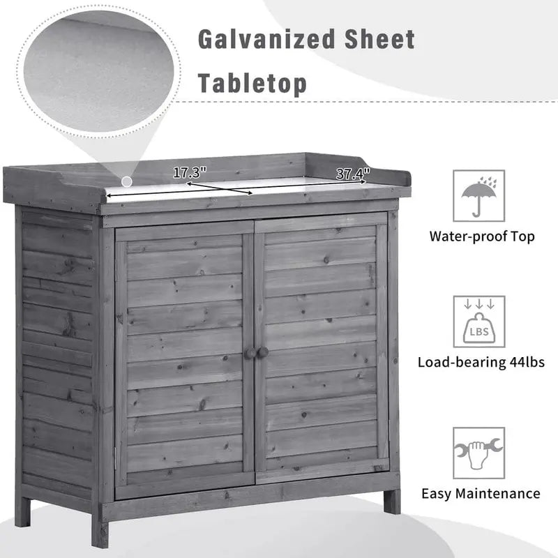 cenadinz Outdoor 39 in. Potting Bench Table, Rustic Garden Wood Workstation Storage Cabinet Garden Shed H-WF285324AAE
