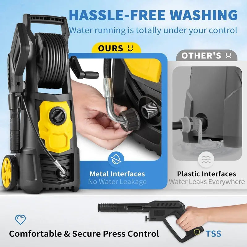 2000 PSI Electric Pressure Washer  Heavy-Duty Cleaning System with 5 Quick-Connect Nozzles
