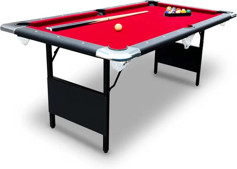 6-Foot Folding Billiard Table  Compact Adult Pool Table with Full Accessory Set & Space-Saving Design
