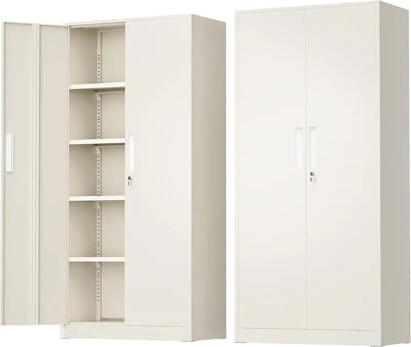 Greenvelly 72-Inch Locking Metal Storage Cabinet — 2-Door Garage or Office Organizer with Adjustable Shelves