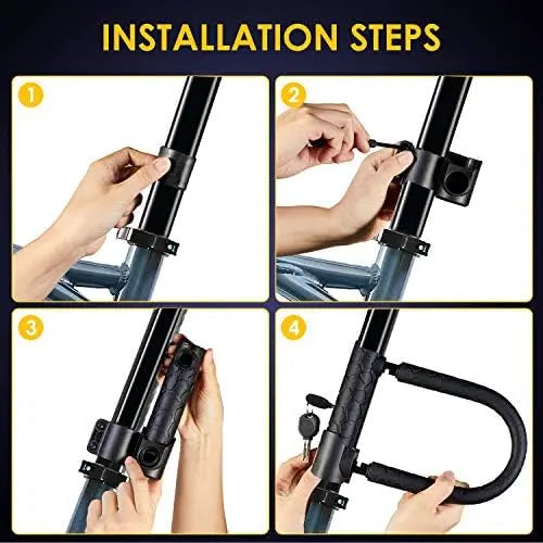 20mm Heavy Duty Bike U-Lock with 4ft Security Cable & Sturdy Bracket  Anti-Theft Combination Lock
