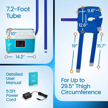 PhysioNatural Wearable Cold Therapy Knee Wrap  Digital Timer, Adjustable Fit & Circulating Cooler Pump