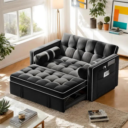 Convertible 3-in-1 Sleeper Sofa Bed  Modular Futon with Reclining Backrest, Pull-Out Mattress, and Storage Compartment