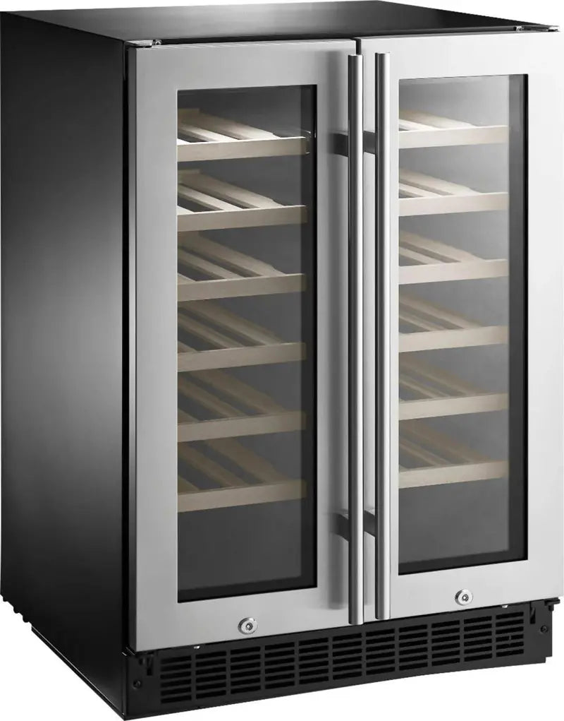 Dual-Zone Wine and Beverage Cooler  Holds 42 Bottles or 128 Cans, Glass Door Design
