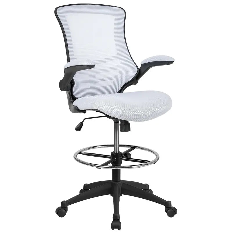 Kelista Drafting Chair  Adjustable Height, Flip-Up Arms, Ergonomic Mesh Back, Black