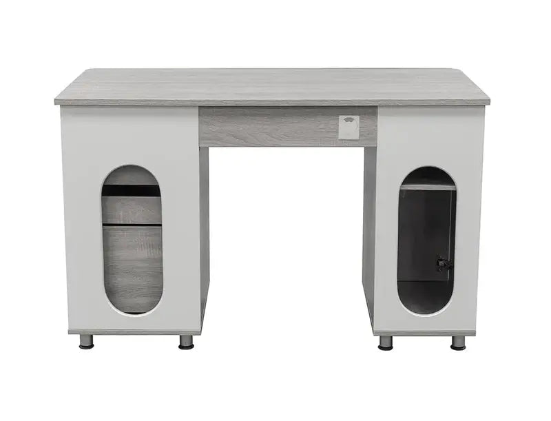 48″ Rectangular 3-Drawer Gray Computer Desk with Keyboard Tray