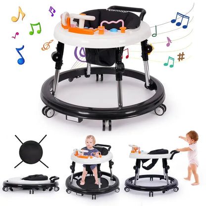 Wismind Foldable Baby Walker with Light-Up Piano Keys and Soothing Melodies