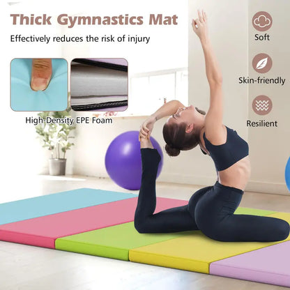 6.6′ x 2.5′ Folding Gymnastics Mat — Five-Panel Tumbling Pad with Carrying Handles
