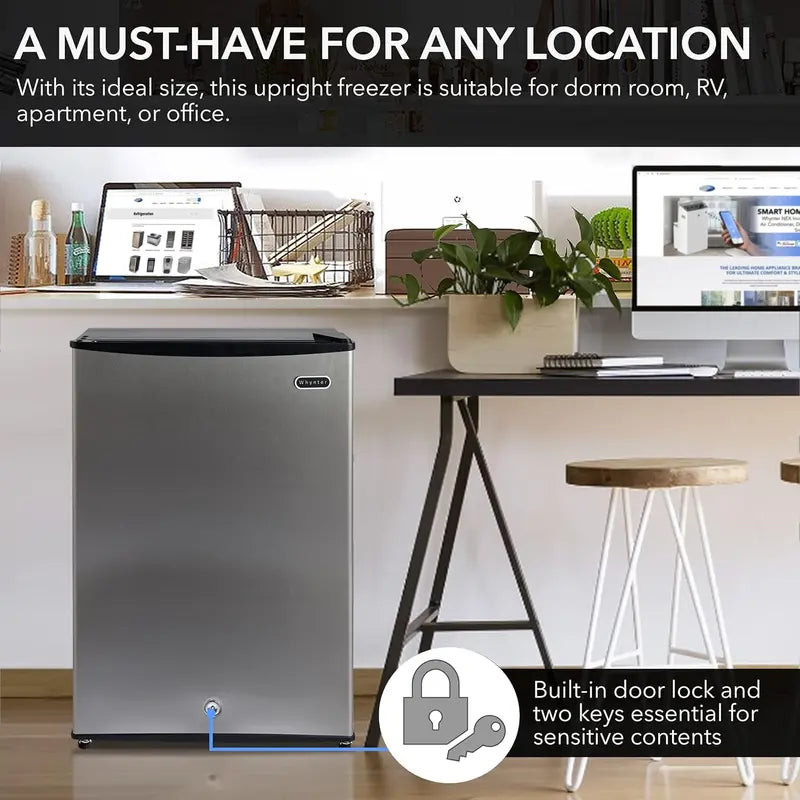 Whynter 1.1 Cu. Ft. Energy Star Upright Mini Freezer  Compact Stainless Steel Unit with Lock (CUF-112SS)