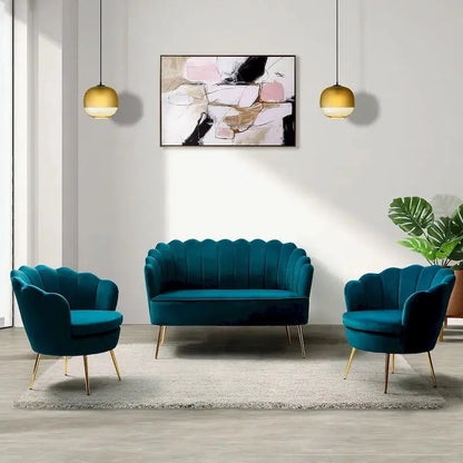 Xabier 52″ 3-Piece Living Room Set  Contemporary Sofa & Accent Chairs by HULALA HOME