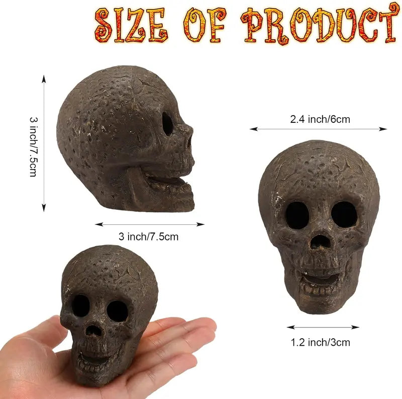48-Piece Fire Pit Skull Set  Weatherproof Stone-Look Halloween Accents