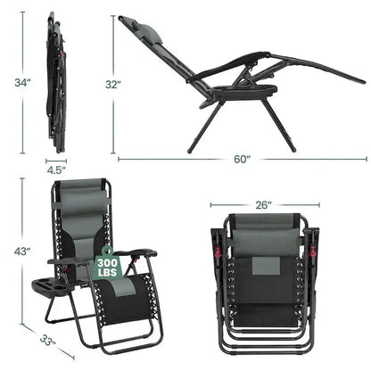 Yaheetech Twin Pack Outdoor Zero Gravity Lounge Chairs  26-Inch Padded Patio & Camping Seating