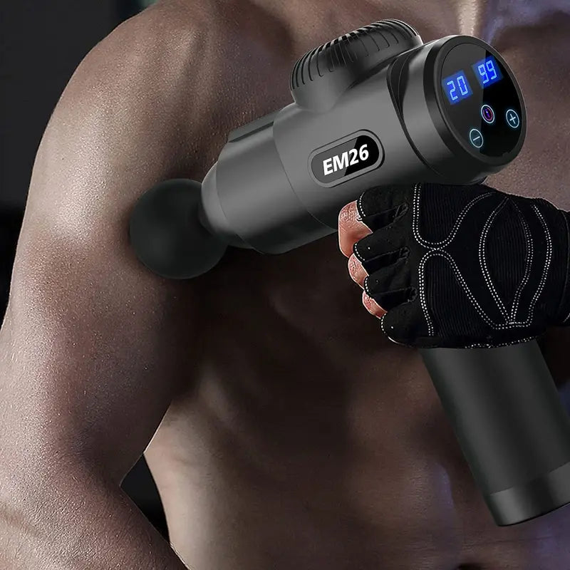 TOLOCO Massage Gun  Handheld Deep Tissue Massager with 20 Speeds & 10 Heads, Cordless & Ergonomic Design