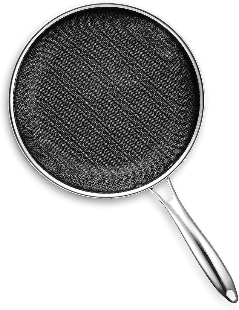 HexClad 10″ Nonstick Frying Pan, Stay-Cool Handle, Dishwasher & Oven Safe, Induction Compatible