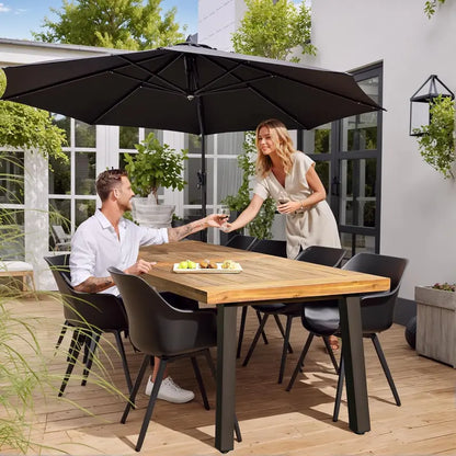 Devoko Acacia Wood Dining Table  Rustic 6-Person Indoor/Outdoor Table with Iron Legs & Sandblasted Natural Finish (69″ x 33″ x 30″)