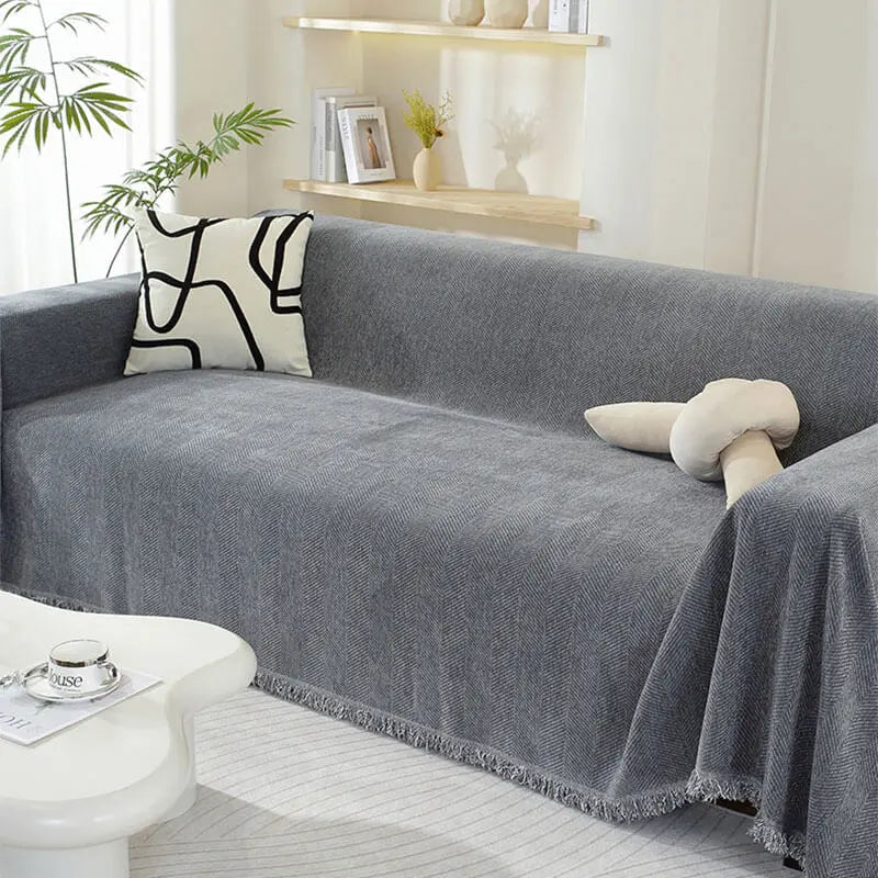 Decorative Sofa Throw Blanket  Patterned Design with Boho Tassel Trim