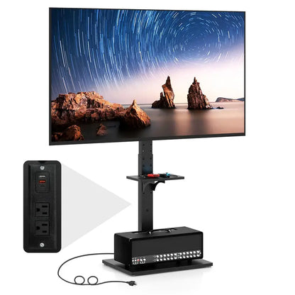 Floor-Standing TV Console — Power-Integrated Stand for 3270″ Screens (Up to 110 lbs)