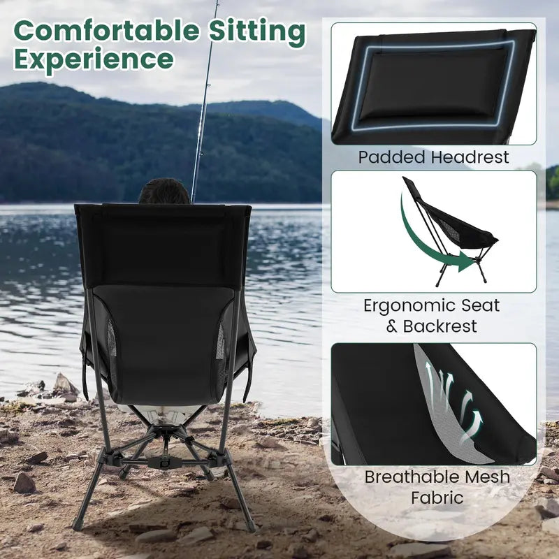 High-Back Portable Outdoor Chair for Beach, Hiking, and Backyard Use