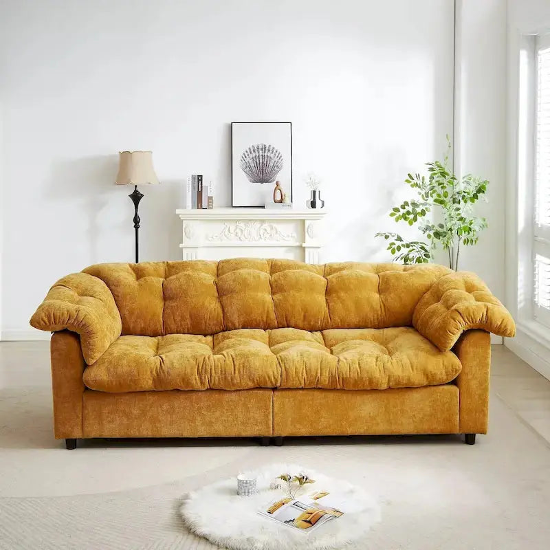 Chenille Deep-Seat Cloud Sofa — Plush Upholstered Comfort Sofa with Extra-Soft Backrest and Seat Cushions