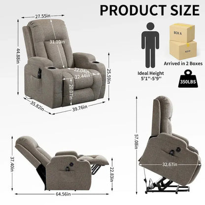 La-Z-Boy Power Lift Recliner with Single-Motor Massage, Heating, and USB Port