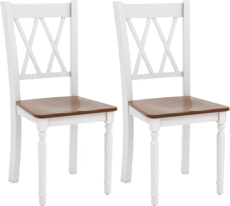 Set of 4 White Farmhouse Dining Chairs ¡ª Rubberwood Seats, Acacia Legs, High-Back Design, 360-LB Capacity