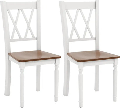 Set of 4 White Farmhouse Dining Chairs ¡ª Rubberwood Seats, Acacia Legs, High-Back Design, 360-LB Capacity
