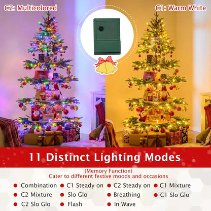 6.4-Foot Pre-Lit Artificial Christmas Tree with 360° Rotating Base