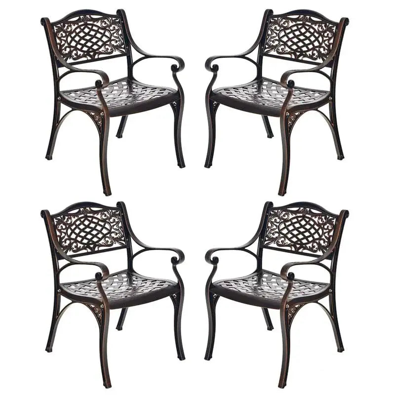 All-Weather Cast Aluminum Outdoor Dining Chairs  Set of 2 or 4 Pneumatic Armchairs with Ergonomic Curved Seats